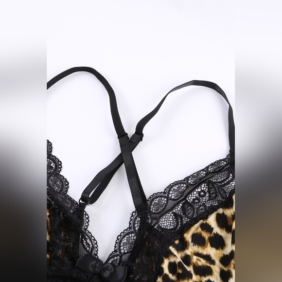 Leopard Print Lace Trim Cami Set - Picture 7 of 9